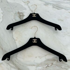 CHANEL CC BLACK APPROXIMATE 15" TWO HANGERS